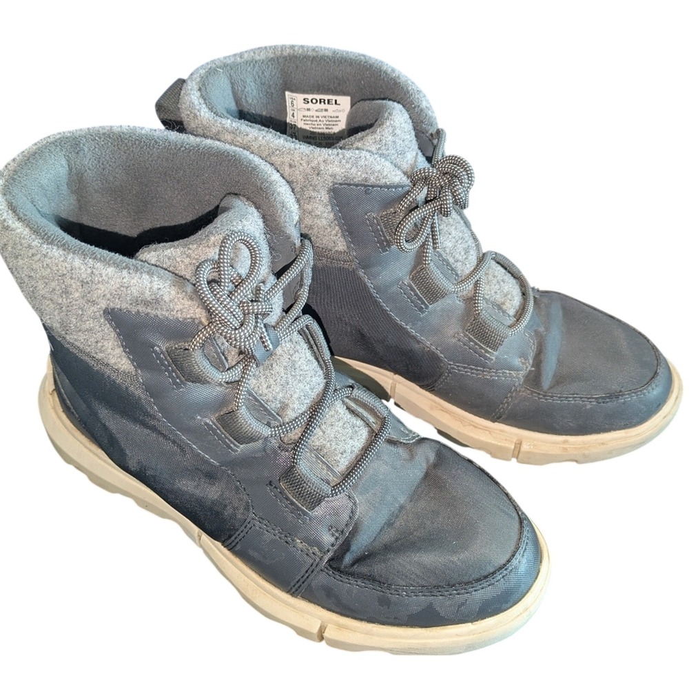 Sorel Explorer Next‎ Carnival Felt Waterproof Boots Quarry Grey White Size 6